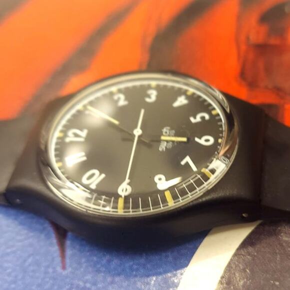 Swatch Watch KNIGHT OF THE NIGHT NO DATE GB140 1990 Rare Vintage Quartz NOS - Picture 5 of 10